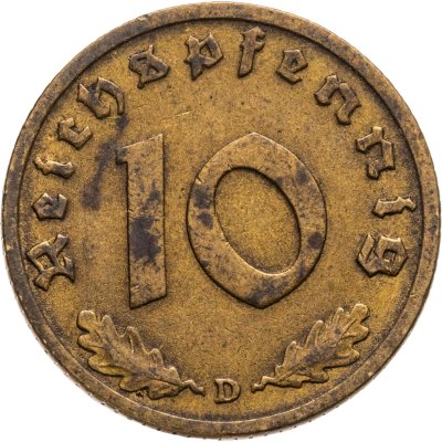 купить Германия, Третий рейх 10 рейхспфеннигов 1938 "D"
