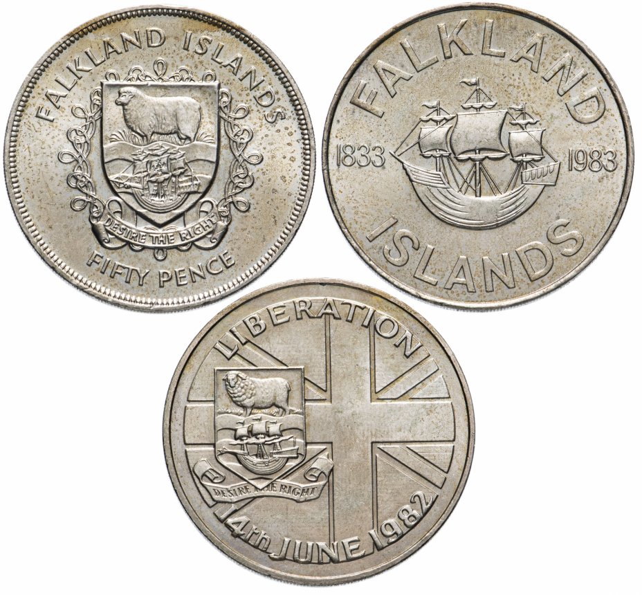 купить Фолклендские острова набор из 3-х монет 50 пенсов 1977-1983