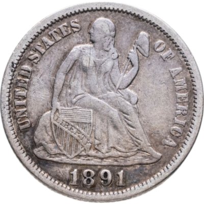 купить США 10 центов (дайм, one dime) 1891 "Seated Liberty Dime" Без отметки монетного двора