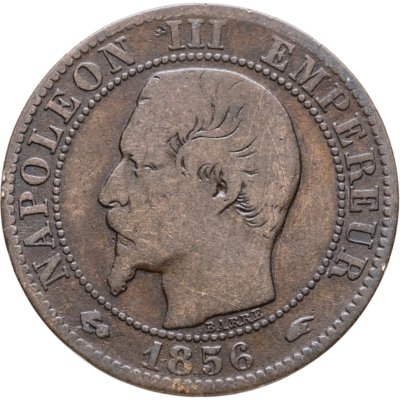 купить Франция 5 сантимов 1856 А, император Наполеон III