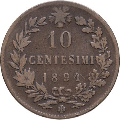 купить Италия 10 чентезимо (centesimi) 1894 BI знак монетного двора "BI" - Бирмингем