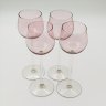 Купить Набор бокалов розового оттенка для крепких напитков на 4 персоны, цветное стекло, люстр, Калининский стекольный завод «Тверис», СССР, 1970-1990 гг.