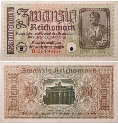 купить Германия 20 рейхсмарок 1940-1945 Немецкие оккупационные территории