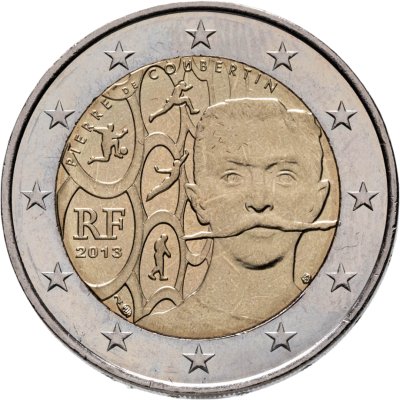купить Франция 2 евро 2013 "150 лет со дня рождения Пьера де Кубертена"