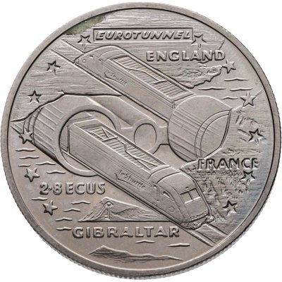 купить Гибралтар 2.8 экю 1993 "Евротоннель под Ла-Маншем"