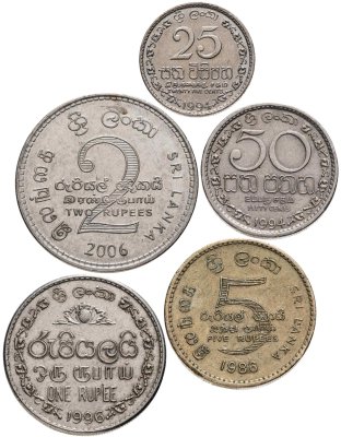купить Шри-Ланка набор из 5 монет 1972-2013