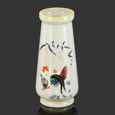 купить Ваза с изображением петуха и курицы, стекло, роспись, эмали, золочение, Западная Европа, 1890-1920 гг.