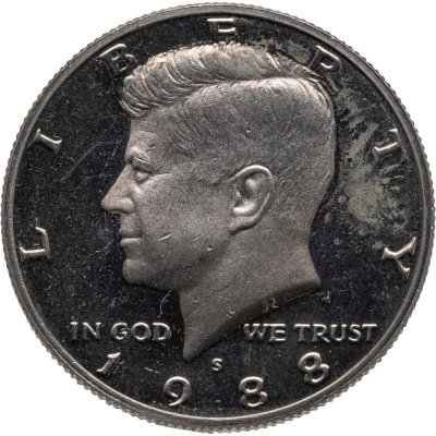 купить США 50 центов (1/2 доллара, half dollar) 1988 S Proof Kennedy Half Dollar (Кеннеди) знак монетного двора "S" - Сан-Франциско