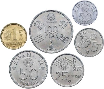 купить Испания набор монет 1980 "Чемпионат мира по футболу 1982" (6 монет)