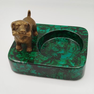 купить Пепельница, украшенная миниатюрной скульптурой щенка с костью, фарфор, бронза, Китай, 1999-2015 гг.