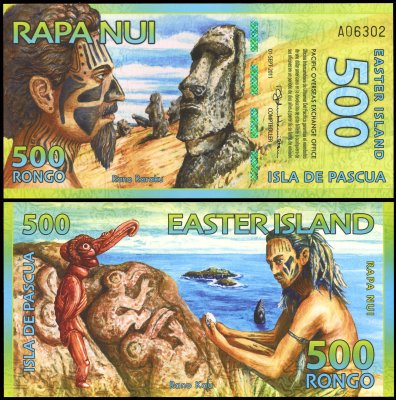 купить Остров Пасхи 500 ронго 01.09.2011 [Пластик Pick NL] "Банкнота выпущена специально для коллекционеров и не является официальной денежной единицей"
