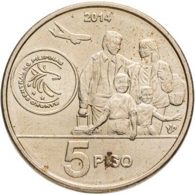 купить Филиппины 5 песо 2014 "Филиппинские работники за рубежом"