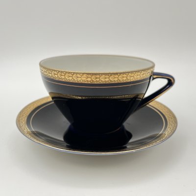 купить Пара чайная, фарфор, крытье кобальтом, золочение, Ленинградский фарфоровый завод (ЛФЗ), СССР, 1970-1990 гг.