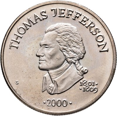 купить Либерия 5 долларов (dollars) 2000 "Томас Джефферсон (1801-1809)"