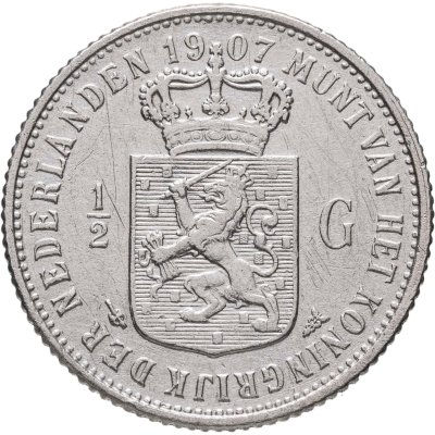 купить Нидерланды 1\2 гульдена 1907 Королева Вильгельмина