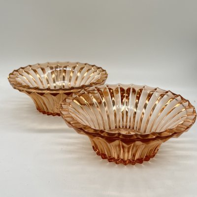 купить Набор из 2 ваз для варенья карамельного оттенка, цветное стекло, СССР, 1970-1980 гг.