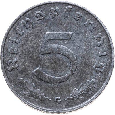 купить Германия (Третий рейх) 5 рейхспфеннигов (reichspfennig) 1940, знак монетного двора: "G" - Карлсруэ