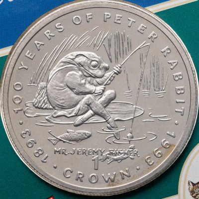 купить Гибралтар 1 крона 1993 «Кролик Питер и лягушка Джереми Фишер»