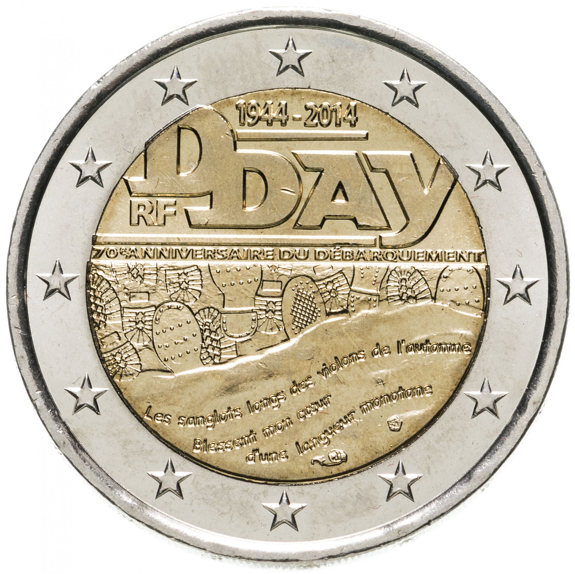 Памятные монеты евро. 2 Евро Франция 2014. 2 Евро 2014 высадка в Нормандии. Юбилейные монеты Франции. Евро 2014.