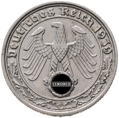 купить Германия, Третий рейх 50 рейхспфеннигов (reichspfennig) 1939, знак монетного двора "А"