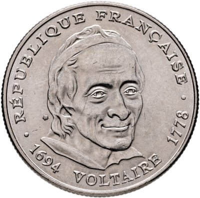купить Франция 5 франков (francs) 1994 "300 лет со дня рождения Вольтера"