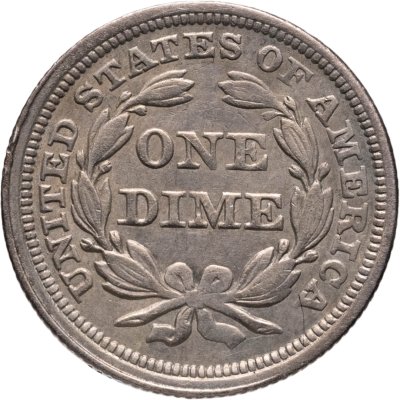купить США 10 центов (1 дайм) 1858 Seated Liberty Dime без монетного двора