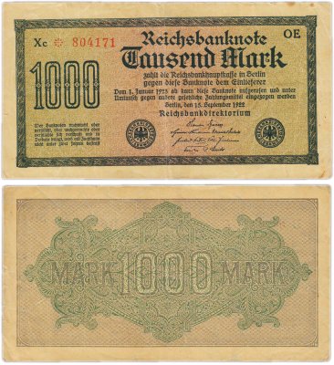 купить Германия 1000 марок 1922 P-76