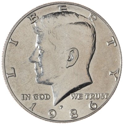 купить США 50 центов (1/2 доллара, half dollar) 1986 P Kennedy Half Dollar (Кеннеди) знак монетного двора "P" - Филадельфия