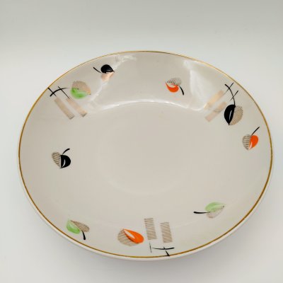 купить Блюдо из сервиза "Берёзка" формы "Sakta" (Сакта), автор Зина Улсте, фарфор, роспись, золочение, Рижский фарфорово-фаянсовый завод, СССР, 1953-1962 гг.