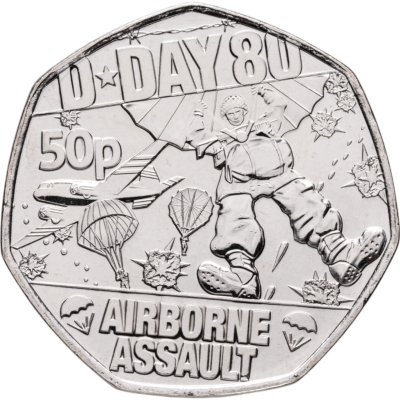 купить Гернси 50 пенсов 2024 « 80 лет высадке союзников в Нормандии (D-Day). Воздушный десант»