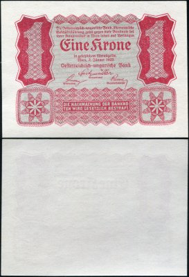 купить Австро-Венгрия 1 крона 02.01.1922 [Бумага Pick 73a]