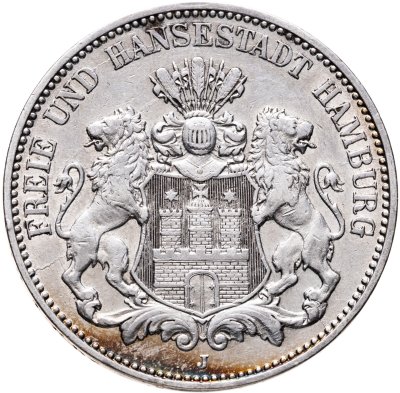 купить Германская империя, Гамбург 3 марки (mark) 1908 J