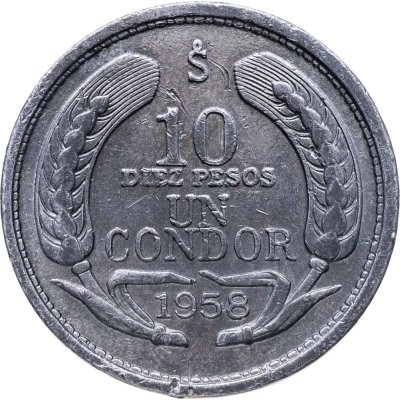 купить Чили 10 песо (pesos) 1958
