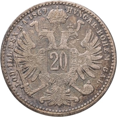 купить Австро-Венгрия 20 крейцеров (kreuzer) 1869 для Австрии