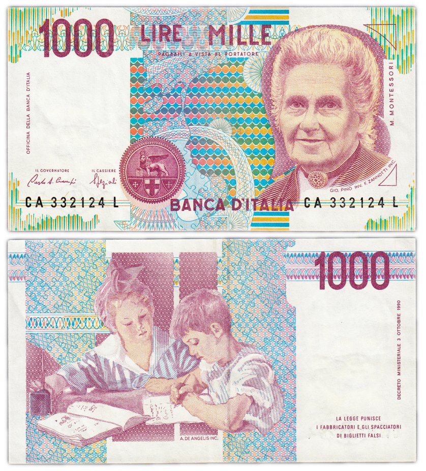 купить Италия 1000 лир 1990 (Pick 114a)