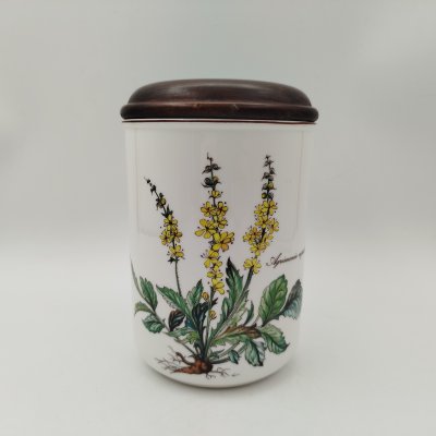 купить Банка "Agrimonia eupatoria" ("Репешок обыкновенный") для сыпучих продуктов (для чая, специй), серия "Botanica", фарфор, деколь, дерево (крышка), Villeroy & Boch, Люксембург, 1980-2002 гг.