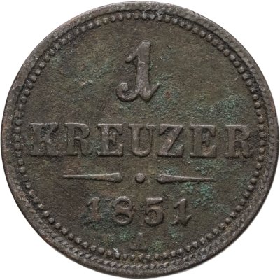 купить Австрия 1 крейцер (kreuzer) 1851, знак монетного двора "A" - Вена