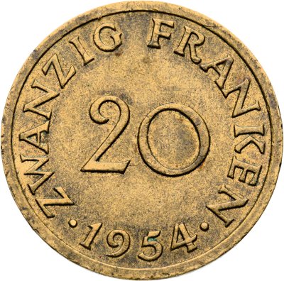 купить Саар 20 франков (francs) 1954