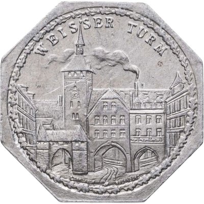купить Германия, Нюрнберг 20 пфеннигов 1919 "Белая башня" (трамвайный жетон)