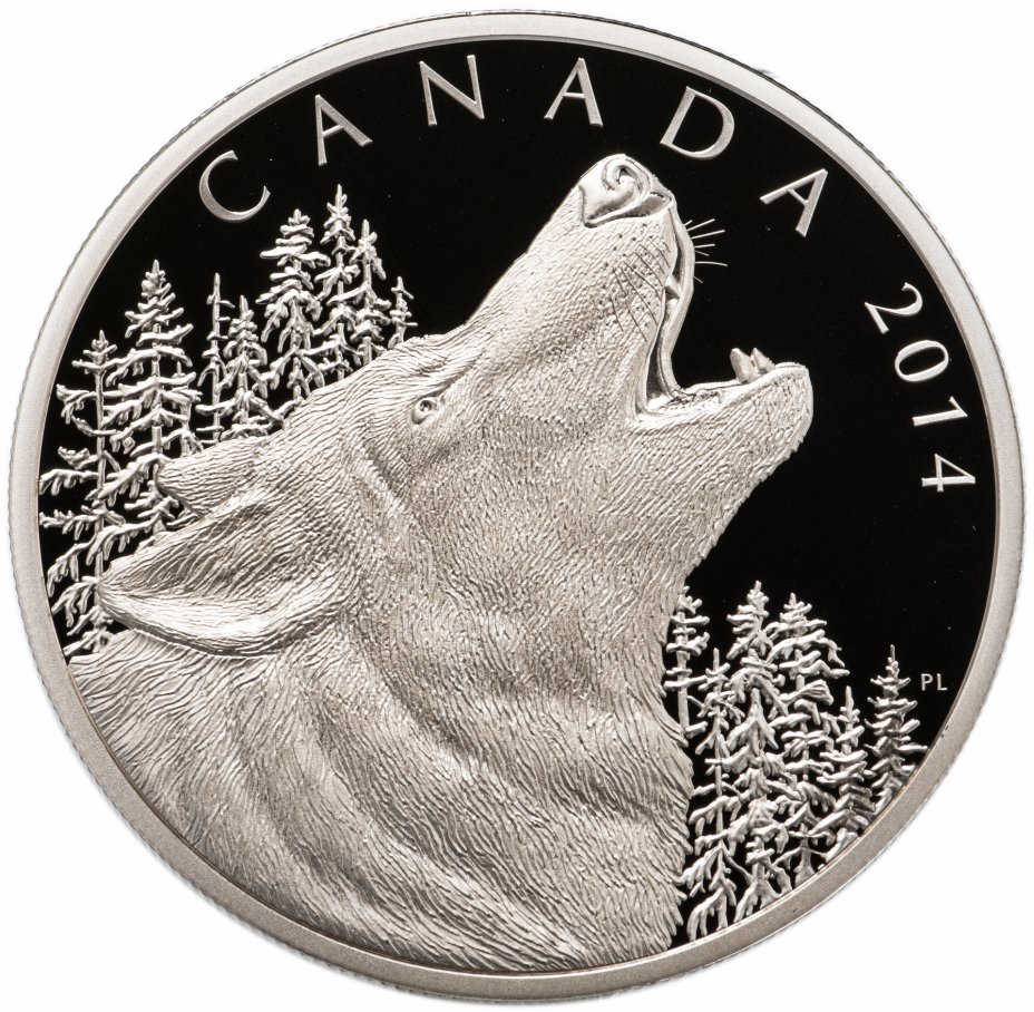 купить Канада 125 долларов 2014 "Воющий волк" в футляре, с сертификатом