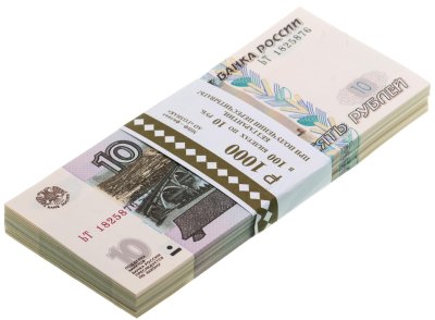 купить 10 рублей 2023 (НОВЫЙ выпуск образца 1997) серия ЬТ (корешок 100шт, номера не по порядку) [ПРЕСС]