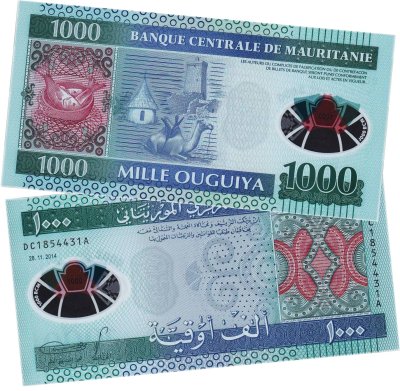 купить Мавритания 1000 угий 2014 года "Верблюд" Р-19 полимер