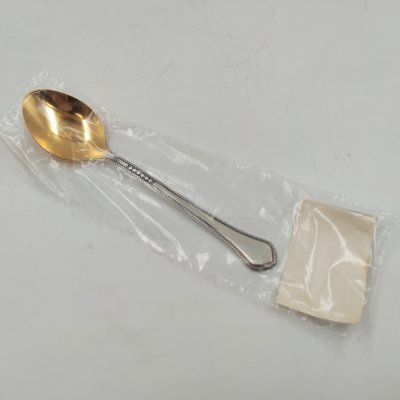 купить Ложка кофейная в оригинальном пакете с этикеткой, Таллинский опытный завод научного приборостроения "Дельта", мельхиор (медь-никель), золочение, СССР, 1979 г.