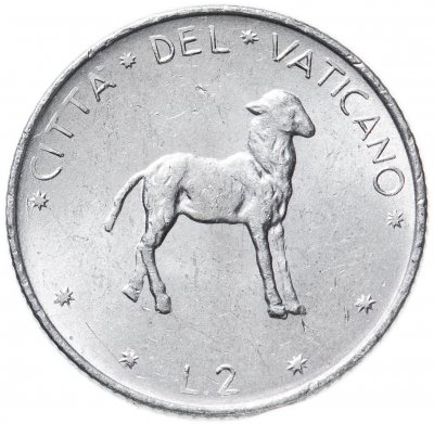 купить Ватикан 2 лиры (lire) 1970-1977, случайная дата