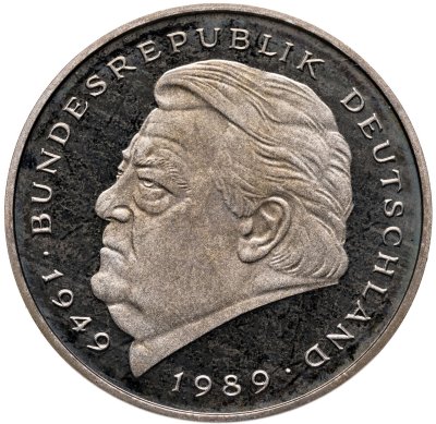 купить Германия (ФРГ) 2 марки 1995 J "Франц Йозеф Штраус, 40 лет Федеративной республике"