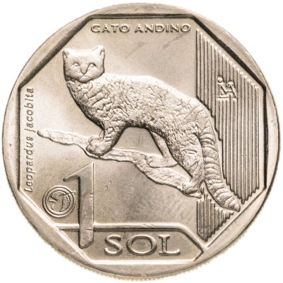 купить Перу 1 соль 2019 "Красная книга Перу - Андская кошка (Leopardus jacobita)"