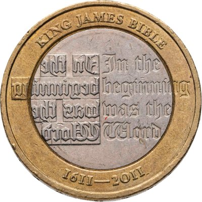 купить Великобритания 2 фунта (pounds) 2011 "400 лет Библии Короля Якова"