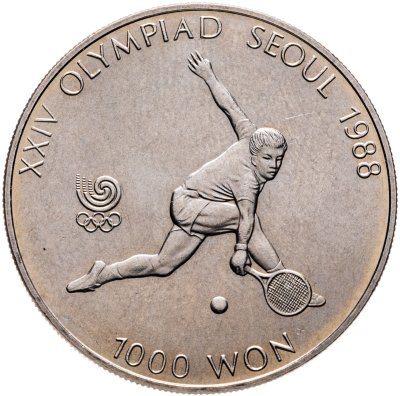 купить Южная Корея 1000 вон (won) 1987 "XXIV летние Олимпийские Игры, Сеул 1988 - Теннис"