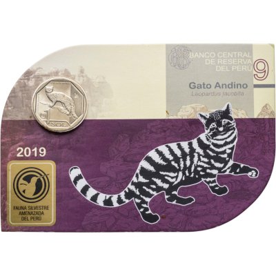 купить Перу 1 соль 2019 "Андская Кошка" (Leopardus jacobita), серия "Вымирающая дикая природа Перу" в буклете