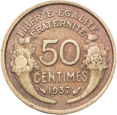 купить Франция 50 сантимов (centimes) 1937